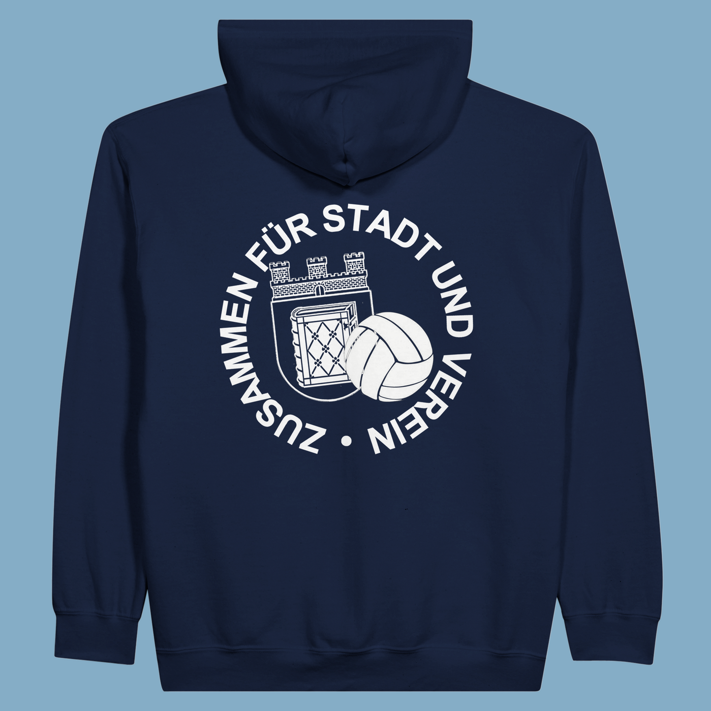 Unisex Kapuzen-Zip-Hoodie "Zusammen für Stadt und Verein"