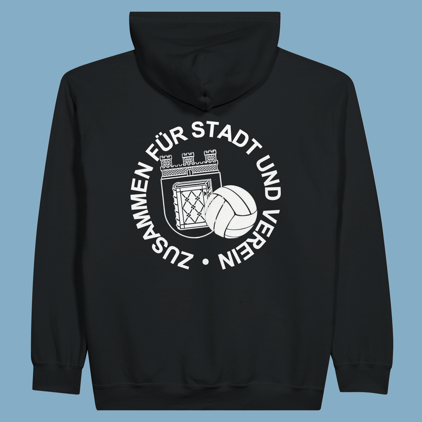 Unisex Kapuzen-Zip-Hoodie "Zusammen für Stadt und Verein"