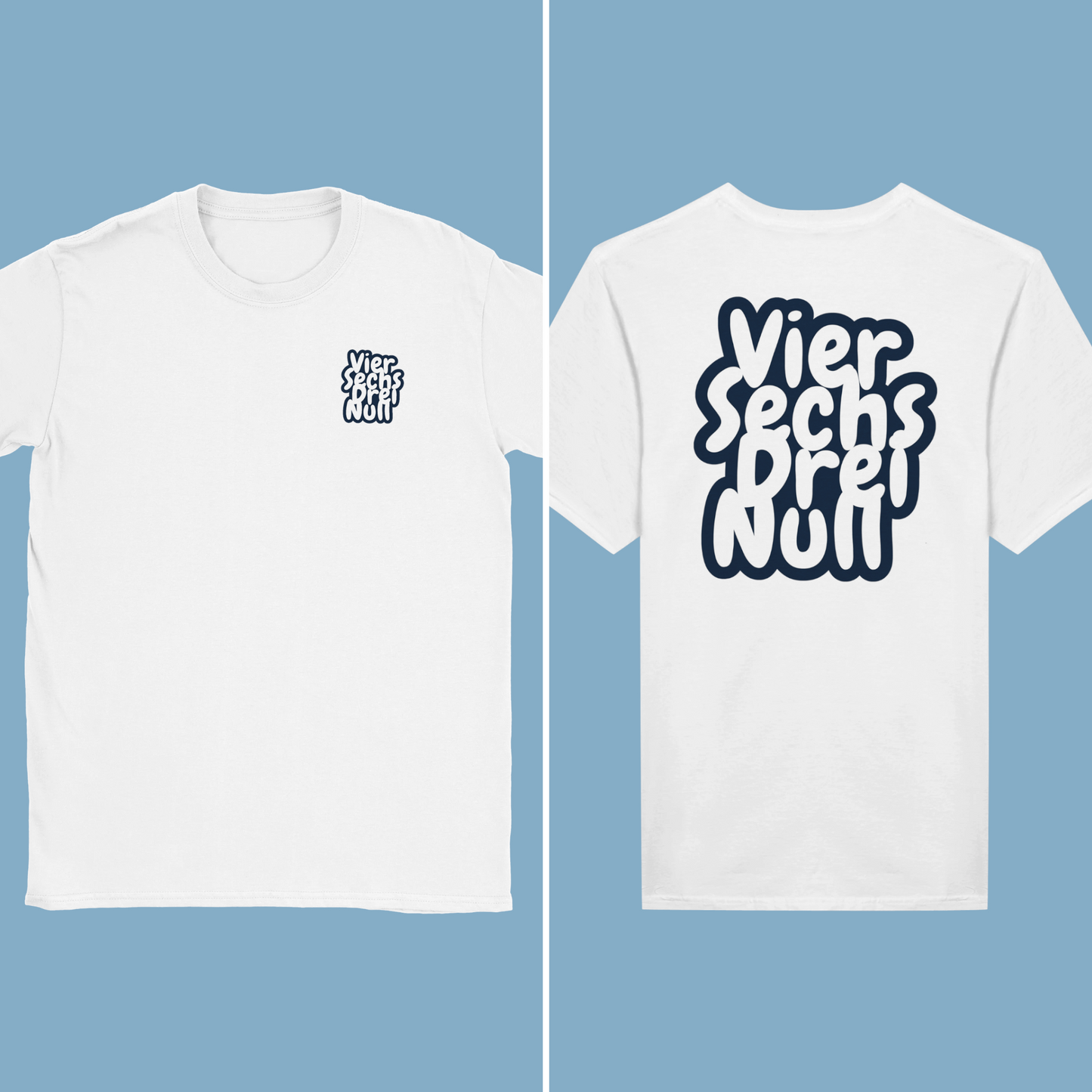 Unisex T-Shirt "Viersechsdreinull Cartoon Rück/Beidseitig"