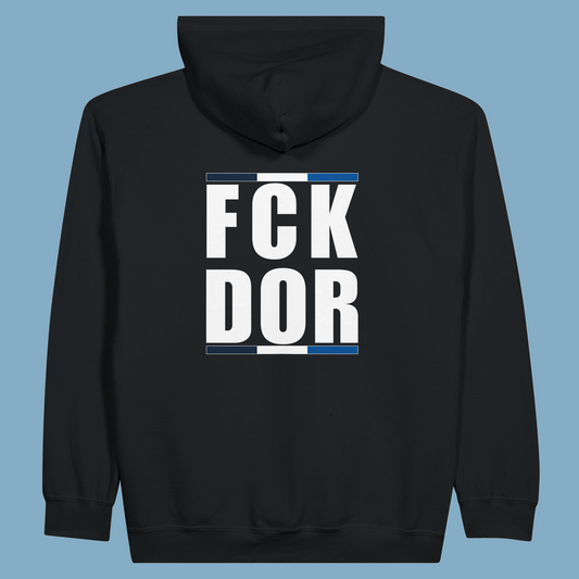 Unisex Kapuzen-Zip-Hoodie "FCK DOR"