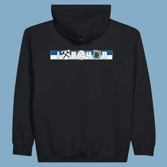 Unisex Kapuzen-Zip-Hoodie "Region, Stadt, Verein"