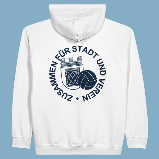 Unisex Kapuzen-Zip-Hoodie "Zusammen für Stadt und Verein"