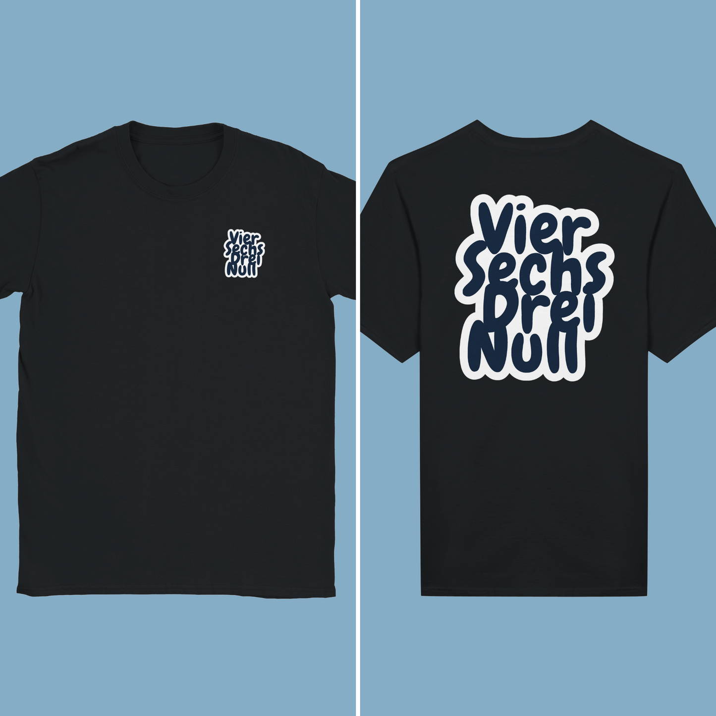 Unisex T-Shirt "Viersechsdreinull Cartoon Rück/Beidseitig"
